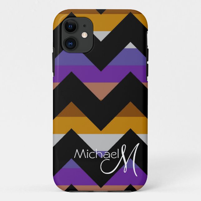 Coques Case-Mate iPhone Monogramme personnalisé Géométrique Chevron Zigzag (Dos)