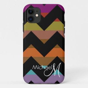 Coques Pour iPhone Monogramme personnalisé Géométrique Chevron Zigzag