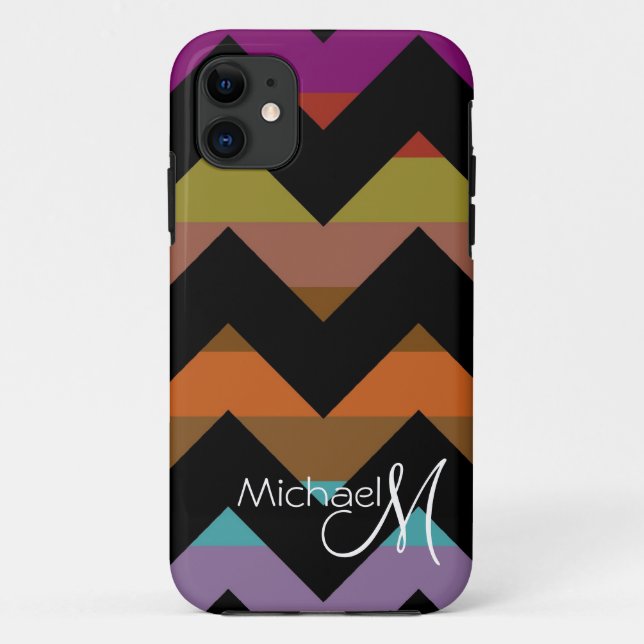 Coques Case-Mate iPhone Monogramme personnalisé Géométrique Chevron Zigzag (Dos)