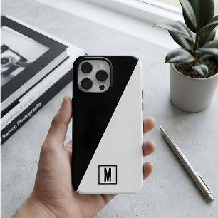 Coque Case-Mate iPhone Monogramme personnalisé Géométrique Noir & Blanc P