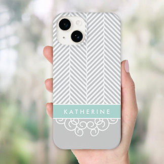 Coque Case-Mate iPhone Monogramme personnalisé Gris et pinceau Râle