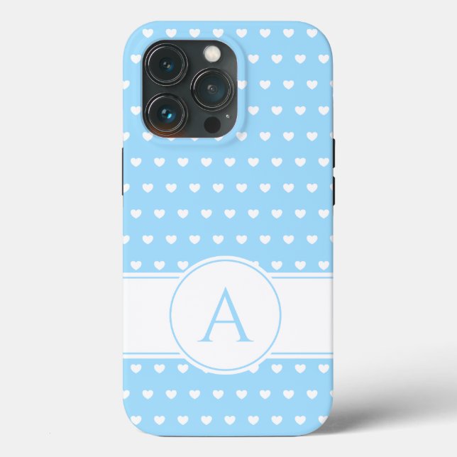 Coques Case-Mate iPhone Monogramme Personnalisé Joli Bleu Clair Et Blanc (Verso)