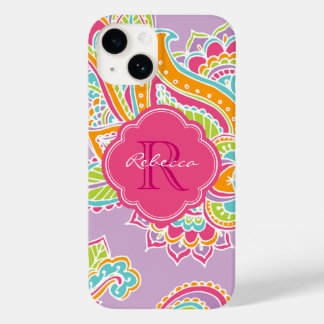 Coque Case-Mate iPhone Monogramme personnalisé Lilac Bohemian Paisley