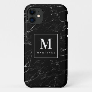 Case-Mate iPhone Case Monogramme personnalisé Marbre noir