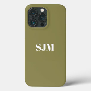 Case-Mate iPhone Case Monogramme personnalisé minimaliste kaki vert blan