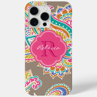 Coque Case-Mate iPhone Monogramme personnalisé Mocha Bohemian Paisley