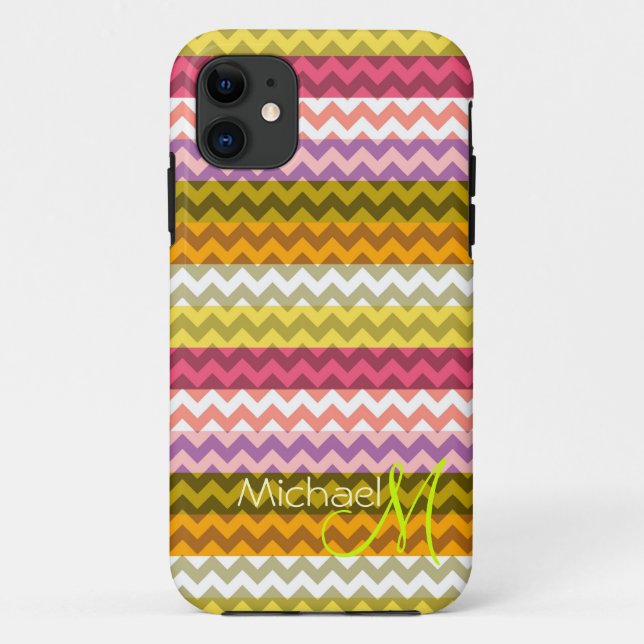 Coques Case-Mate iPhone Monogramme personnalisé moderne Chevron Zigzag 7 (Dos)