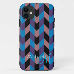 Coque iPhone 11 Monogramme personnalisé Moderne Chevron Zigzag 8