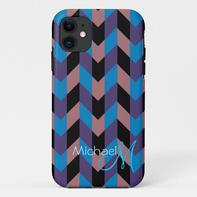 Coques Case-Mate iPhone Monogramme personnalisé Moderne Chevron Zigzag 8 (Dos)
