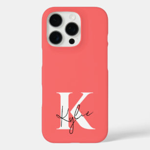 Coque iPhone 16 Pro Monogramme personnalisé moderne et dynamique Nom