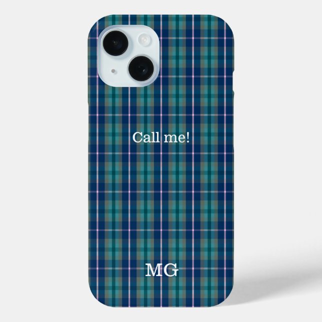 Coques Case-Mate iPhone Monogramme personnalisé Motif bleu et rose (Verso)