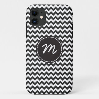 Coque Case-Mate iPhone Monogramme personnalisé Motif Chevron noir et blan