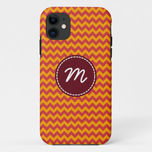 Case-Mate iPhone Case Monogramme personnalisé Motif Chevron rouge et jau