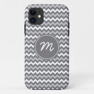 Coque Case-Mate Pour iPhone Monogramme personnalisé Motif gris et blanc Chevro
