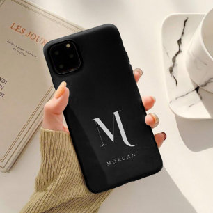 Coque Case-Mate iPhone Monogramme Personnalisé Noir & Blanc Moderne