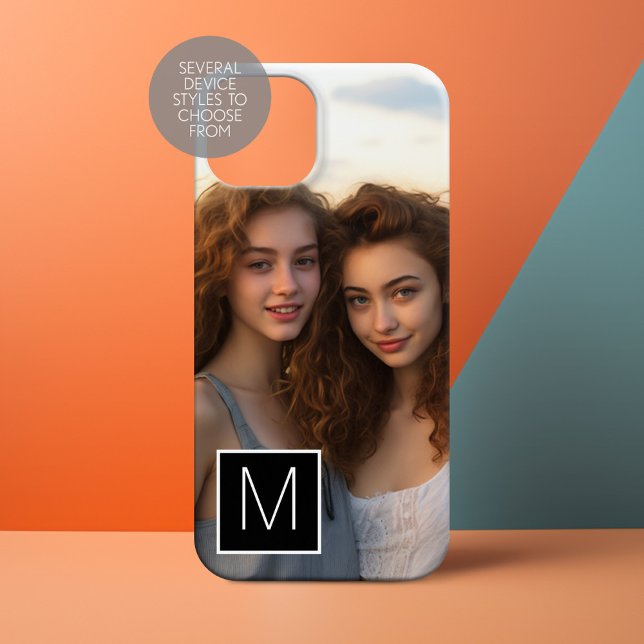 Coques Case-Mate iPhone Monogramme personnalisé noir et blanc 1 photo Coll (Personalize a Phone Case with your photo and monogram)