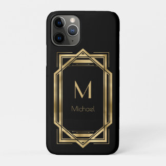 Case-Mate iPhone Case Monogramme Personnalisé Noir et Or | Géométrique