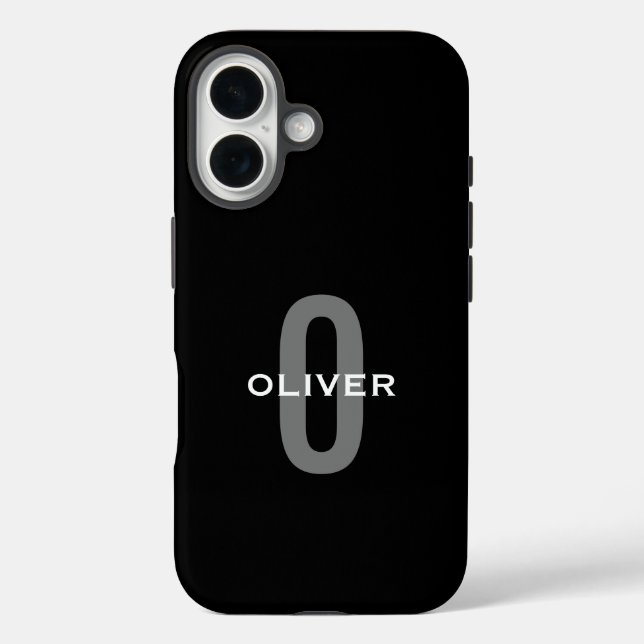Coques Case-Mate iPhone Monogramme personnalisé noir gris blanc Nom (Verso)