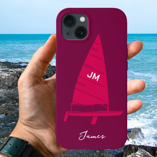 Coques Case-Mate iPhone Monogramme personnalisé Nom Voilier Course Pink (Créateur téléchargé)