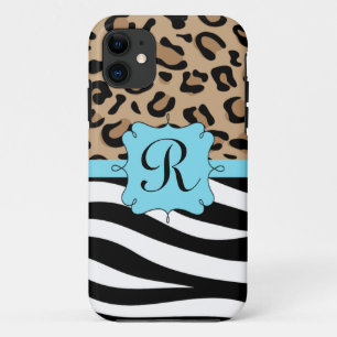 Coque iPhone 11 Monogramme personnalisé par copie de léopard et