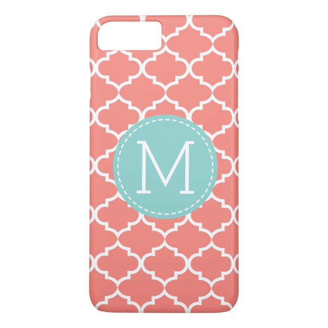 Coques Case-Mate iPhone Monogramme personnalisé par Quatrefoil rose de (Dos)