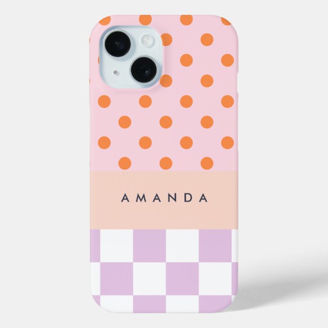 Coques Case-Mate iPhone Monogramme personnalisé Pastel Polka Dot Lilac chè (Verso)