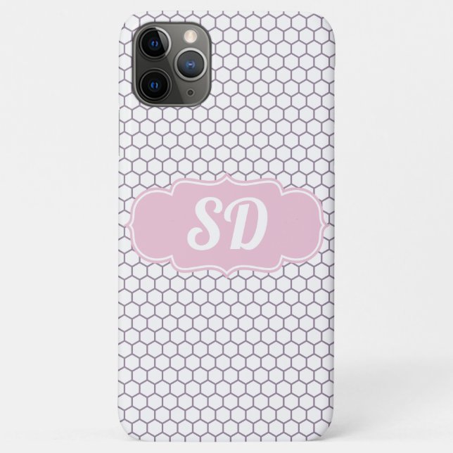 Coques Case-Mate iPhone Monogramme personnalisé Peigne rose pâle (Dos)