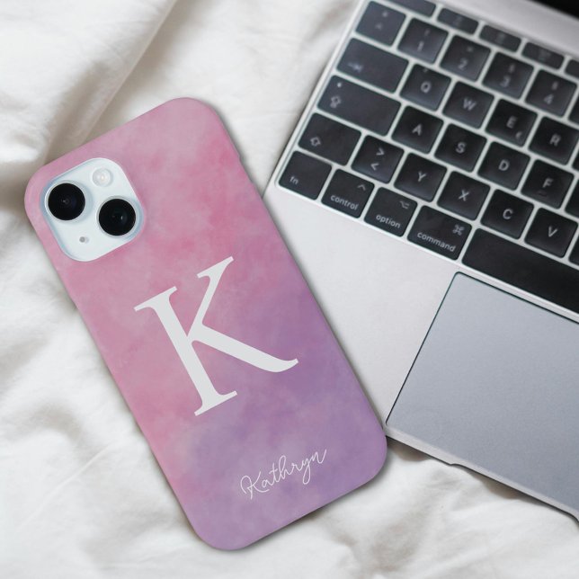 Coques Case-Mate iPhone Monogramme Personnalisé Rose Et Violet (Créateur téléchargé)