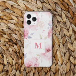 Coque Case-Mate iPhone Monogramme personnalisé rose Peonies