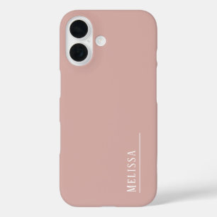 Coque Pour iPhone 16 monogramme personnalisé, rose vif moderne