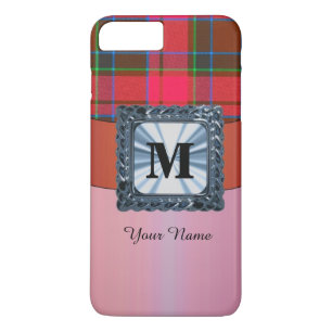 Coques Pour iPhone Monogramme personnalisé roux tartan plaid
