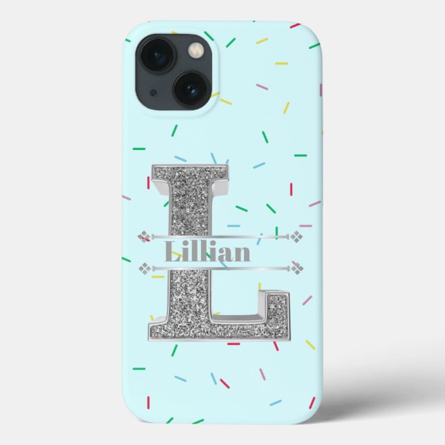Coques Case-Mate iPhone Monogramme personnalisé Silver Initial L Votre nom (Verso)