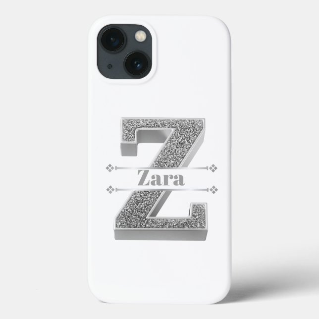 Coques Case-Mate iPhone Monogramme personnalisé Silver Initial Z Votre nom (Verso)