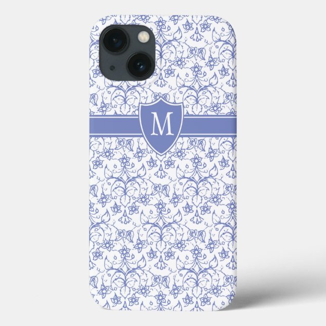Coques Case-Mate iPhone Monogramme personnalisé sur Motif périphérique ble (Verso)