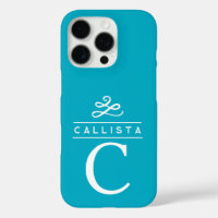 Monogramme personnalisé Turquoise Élégant minimali