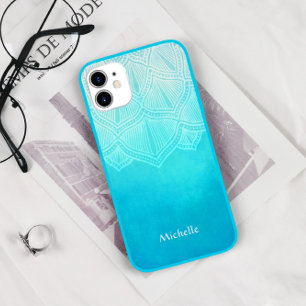Case-Mate iPhone Case Monogramme personnalisé Turquoise Ombre Mandala