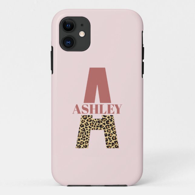 Coques Case-Mate iPhone Monogramme personnalisé Un Empreinte de léopard ro (Dos)