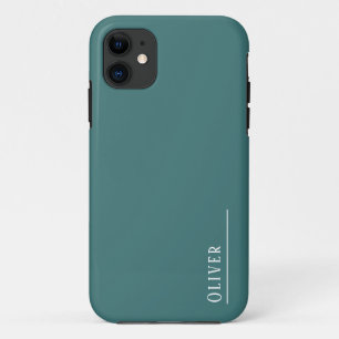 Case-Mate iPhone Case monogramme personnalisé, vert aqua moderne
