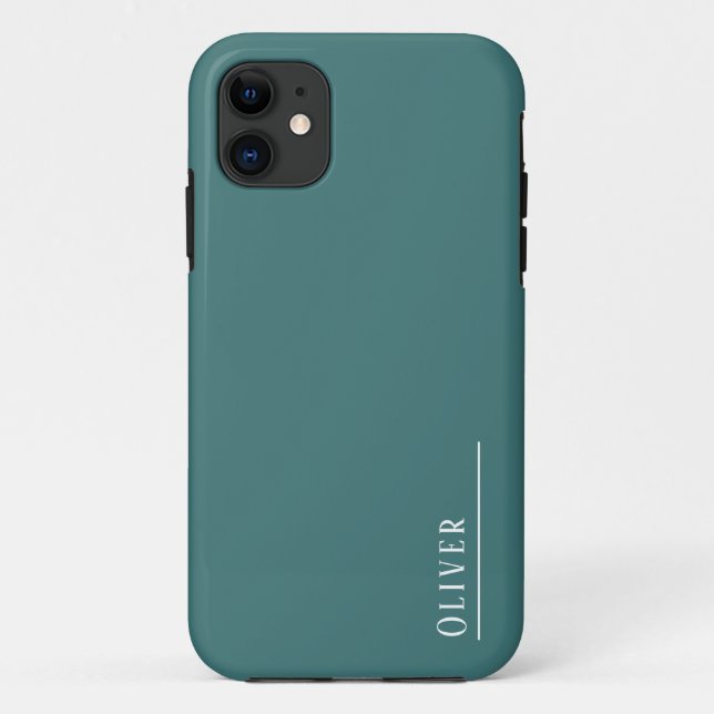 Coques Case-Mate iPhone monogramme personnalisé, vert aqua moderne (Dos)