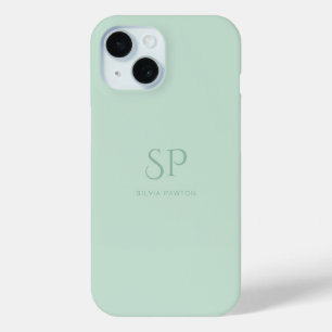 Coque Case-Mate iPhone Monogramme personnalisé vert sauge minimaliste