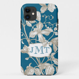 Coque Case-Mate iPhone Monogramme personnalisé, vigne fleurissante