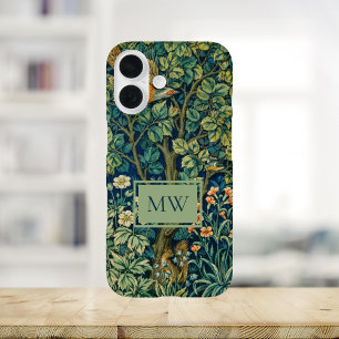 Coque Pour iPhone 16 Monogramme personnalisé William Morris Pheasant