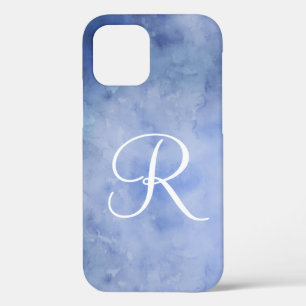 Case-Mate iPhone Case Monogramme Personnaliser Aquarelle Bleu et Blanc