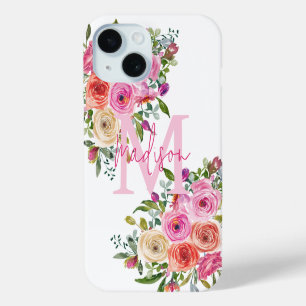 Coque Case-Mate iPhone Monogramme Personnalisez Aquarelle Floral