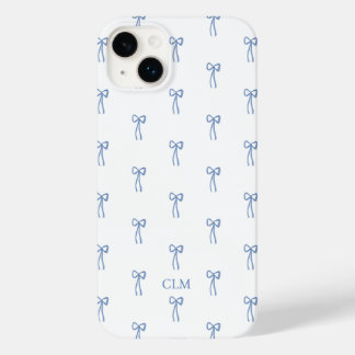 Coque Case-Mate iPhone Monogramme Petit Bow bleu
