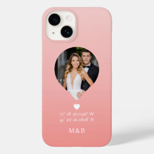 Coque Case-Mate iPhone Monogramme Photo Cœur Romantique Coordonnées Moder