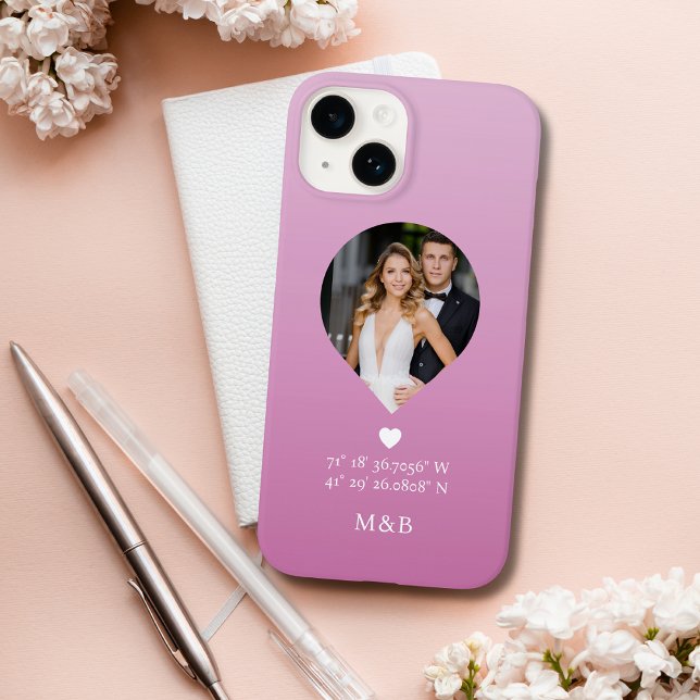 Coques Case-Mate iPhone Monogramme Photo Cœur Romantique Coordonnées Moder (Créateur téléchargé)