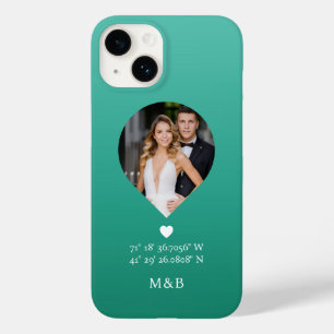 Coque Case-Mate iPhone Monogramme Photo Cœur Romantique Coordonnées Moder