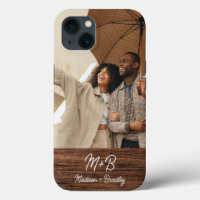 Monogramme Photo Couple Wood Nom personnalisé