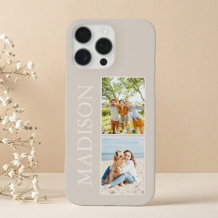 Coque iPhone 16 Pro Max Monogramme photo personnalisée minimaliste moderne